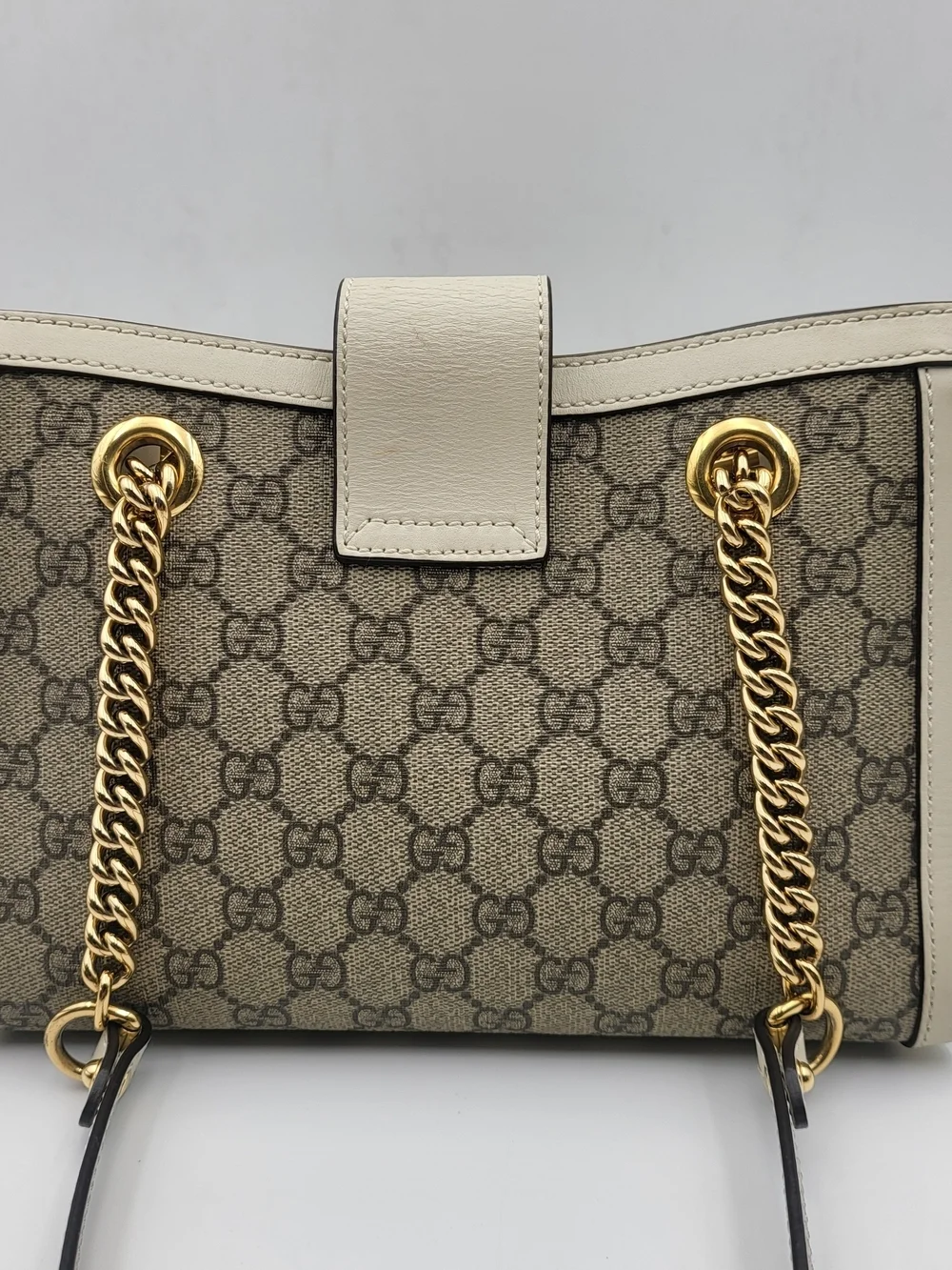 Gucci-GG Canvas Small Padlock  Calfskin Ebony Mystic White, Authentic...